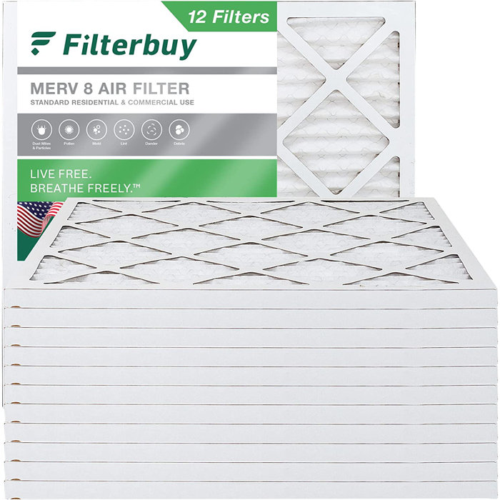 Filterbuy 14x14x1 Air Filter MERV 8, Pleated HVAC AC Furnace Filters